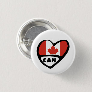 Canada Country Code Flag Herz Button Abzeichen, CA