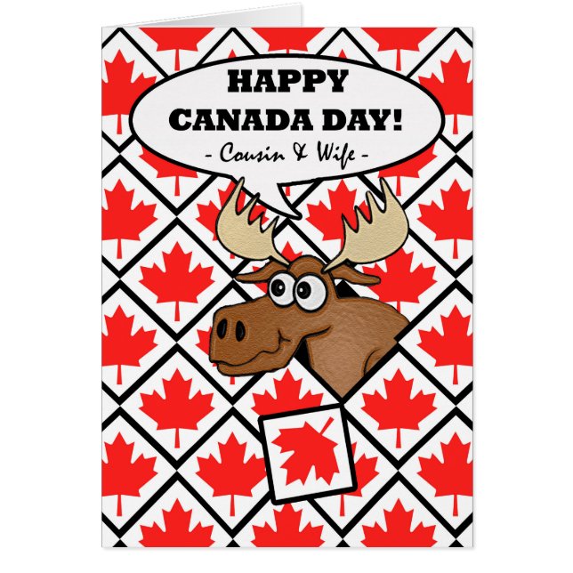 Canada Day Card für Cousin und Ehefrau, Funny Moos (Vorne)