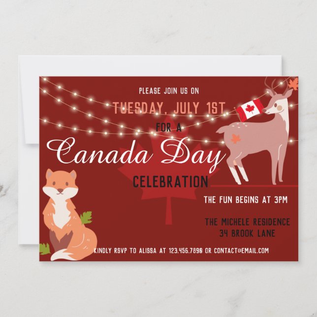 Canada Day Celebration Invitation Independence Einladung (Vorderseite)