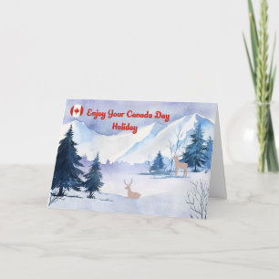 Canada Day Holiday Card Mountains with Deer Karte