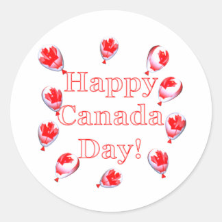 Canada Day Maple Leaf Balloons Runder Aufkleber