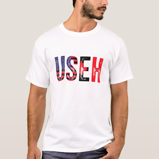 Canada Day Useh Canadian Us Canada Flag Maple Leaf T-Shirt (Vorderseite)