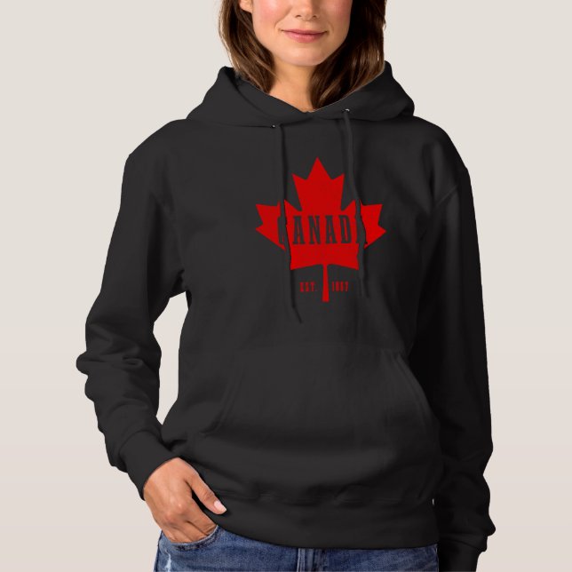 Canada Est 1867 Maple Leaf Canadian Flag Pride Roo Hoodie (Vorderseite)