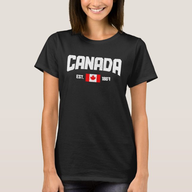 Canada Est 1867 Maple Leaf Canadian Flag Pride Roo T-Shirt (Vorderseite)