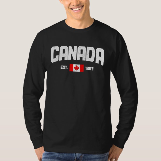 Canada Est 1867 Maple Leaf Canadian Flag Pride Roo T-Shirt (Vorderseite)
