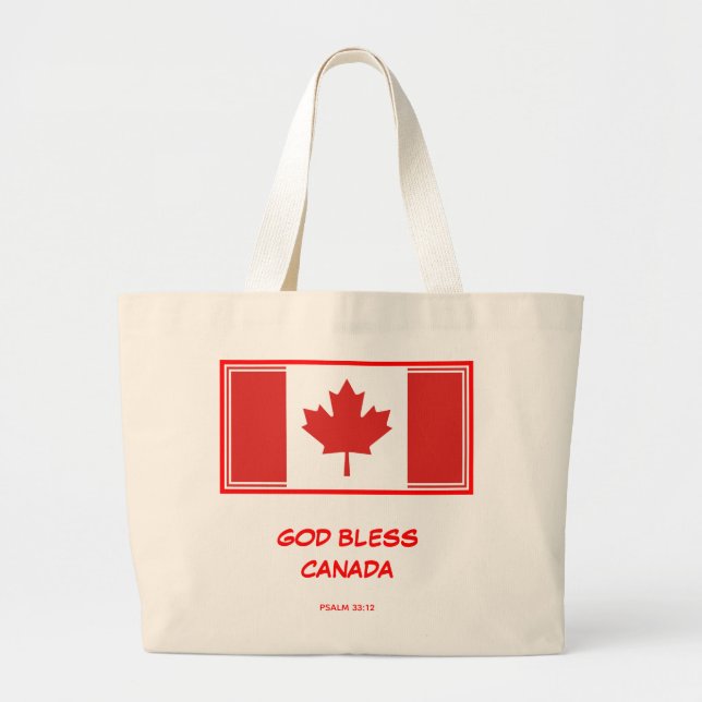 CANADA FLAG | Ahornleaf | Gott segne | Kanadierin Jumbo Stoffbeutel (Vorne)