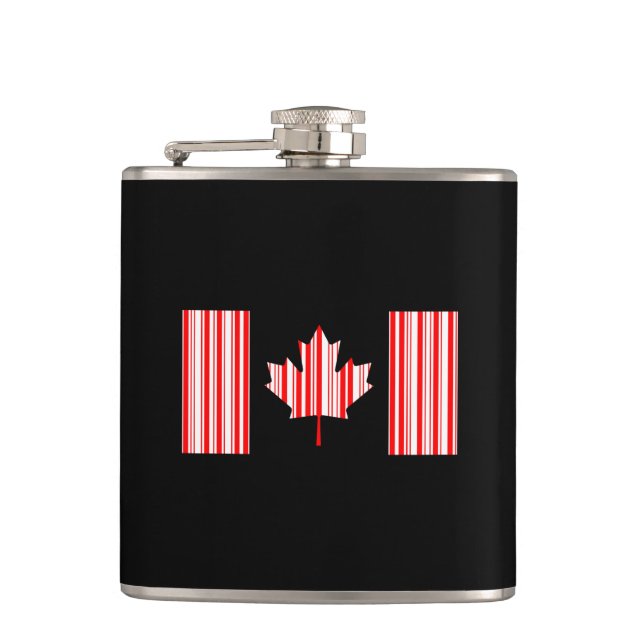 CANADA FLAG BAR CODE Kanadischer Strichcode Flachmann (Vorderseite)