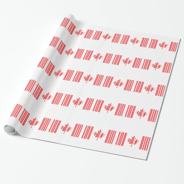 CANADA FLAG BAR CODE Kanadischer Strichcode Geschenkpapier (Ungerollt)