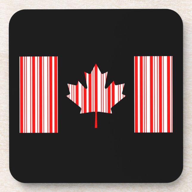 CANADA FLAG BAR CODE Kanadischer Strichcode Untersetzer (Vorderseite)