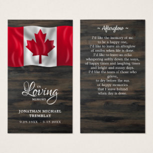 Canada Flag Beileid Memorial Funerary Prayer Card