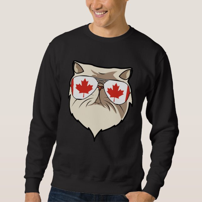 Canada Flag Canadian Persian Cat Sunglasses Sweatshirt (Vorderseite)
