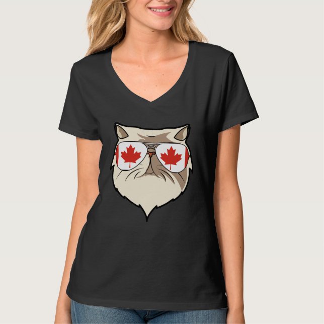Canada Flag Canadian Persian Cat Sunglasses T-Shirt (Vorderseite)