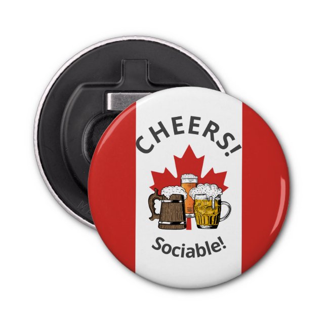 CANADA FLAG Cartoon 3 Biere Cheers Sociable Flaschenöffner (Vorderseite)
