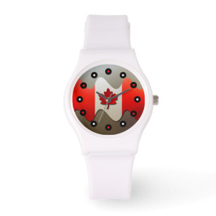 Canada Flag Chrome von Shirley Taylor Armbanduhr