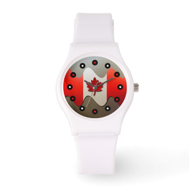 Canada Flag Chrome von Shirley Taylor Armbanduhr (Vorderseite)