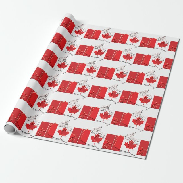 CANADA FLAG | Kanadische Karte | Ahornleaf Geschenkpapier (Ungerollt)