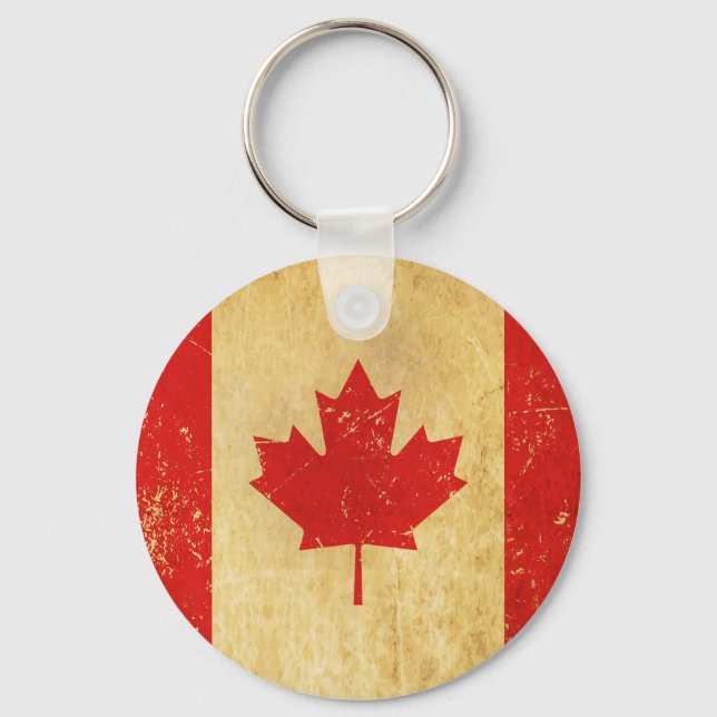 Canada Flag Vintag Design Schlüsselanhänger (Vorderseite)