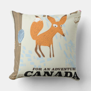 Canada Fox Vintage Reiseplakat Kissen