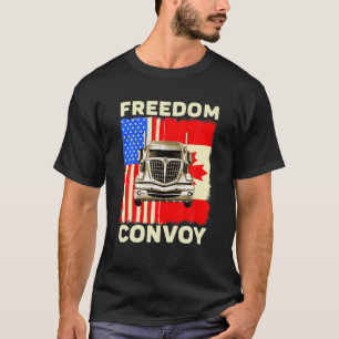 Canada Frdom Convoy Flag US Canadian Trucker Suppo T-Shirt