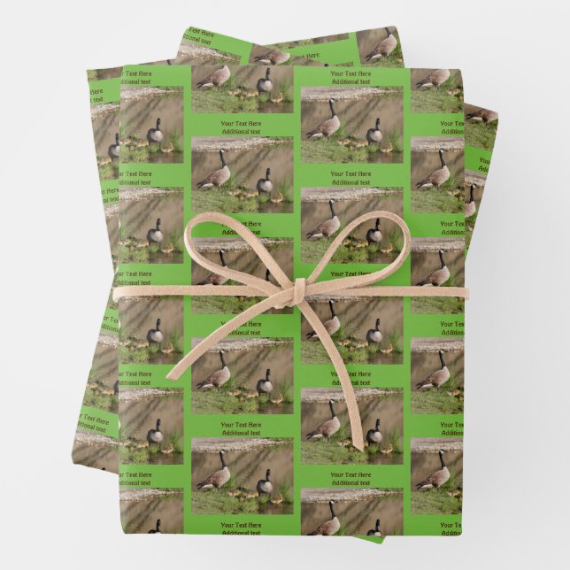 Canada Gänse Family Animal Personalisiert Geschenkpapier Set (Beispiel)