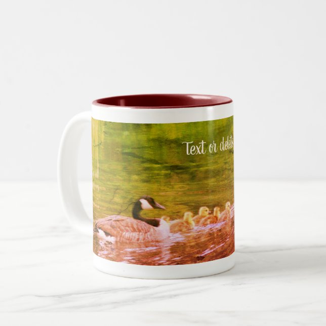 Canada Gänse Family Nature Art Personalisiert Zweifarbige Tasse (Vorderseite Links)