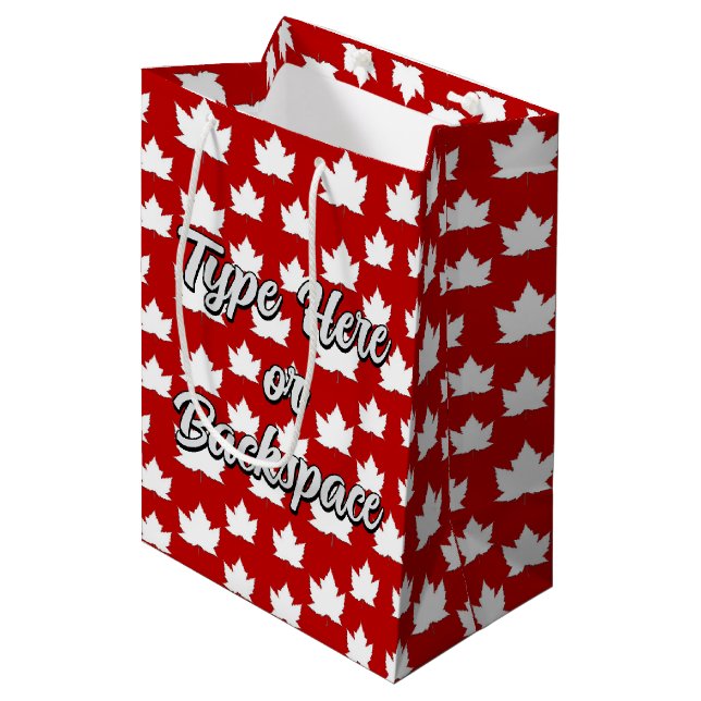 Canada Gift Bags Niedlich Canada Maple Leaf Gesche Mittlere Geschenktüte (Vorderseite Schrägansicht)