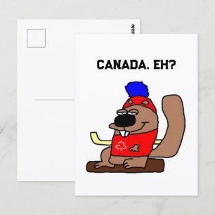 Canada Hockey Beaver Funny Canuck Cartoon Postkarte