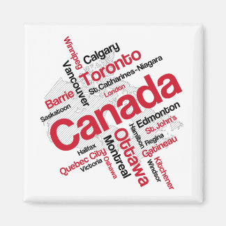 Canada Map Cities Magnet