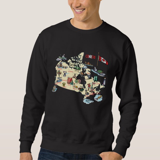 Canada map major cities Tourist Destinations attra Sweatshirt (Vorderseite)