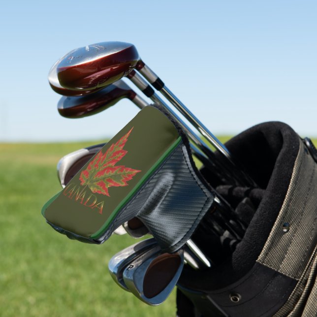 Canada Maple Leaf Fiery Golf Putter Cover Golf Headcover (In Situ)