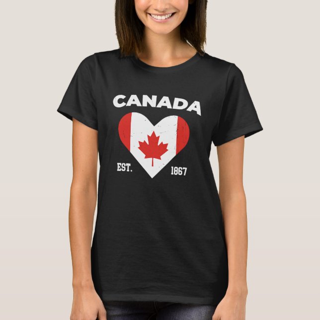 Canada Maple Leaf Flag Heart  Canadian Patriot Van T-Shirt (Vorderseite)