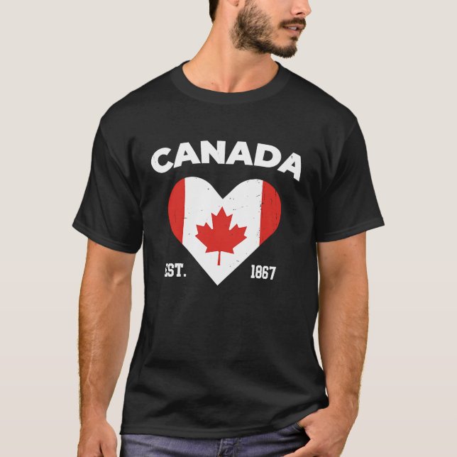 Canada Maple Leaf Flag Heart  Canadian Patriot Van T-Shirt (Vorderseite)