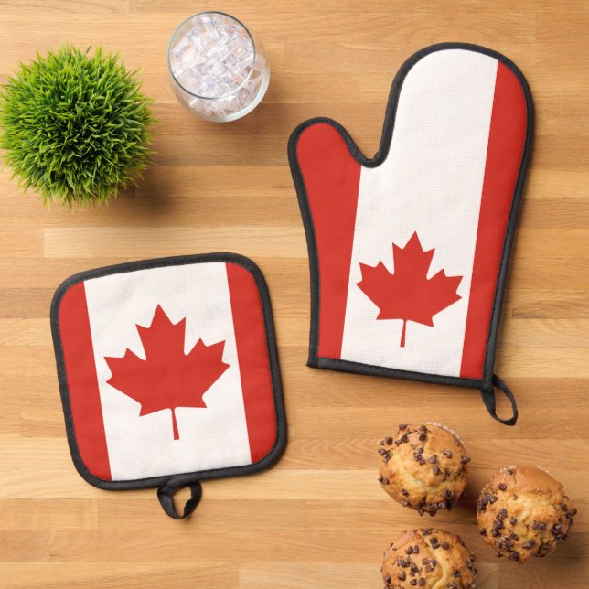 CANADA MAPLE LEAF OFENHANDSCHUH & Topflappen-Set (Oben Unten)