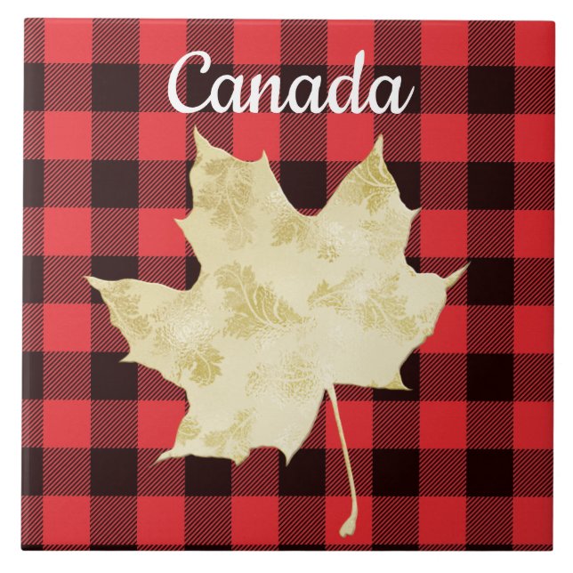 Canada Maple Leaf Red Kariert Fliese (Vorderseite)