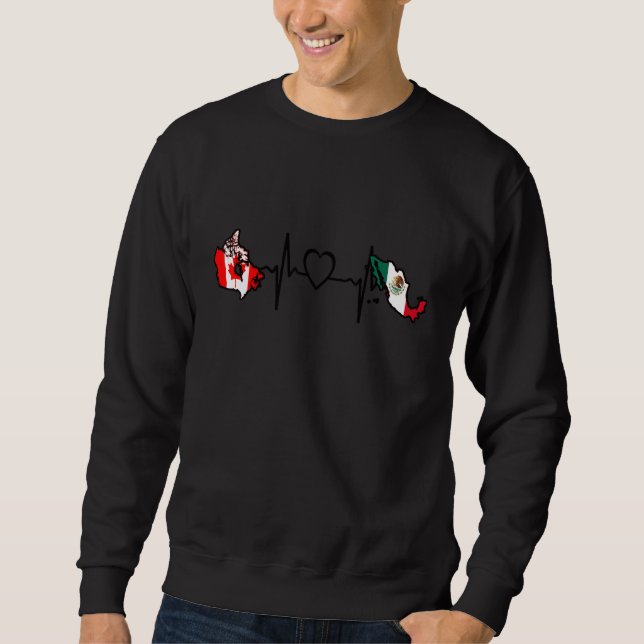 Canada Mexico Flag Canadian Mexican Heartbeat Sweatshirt (Vorderseite)