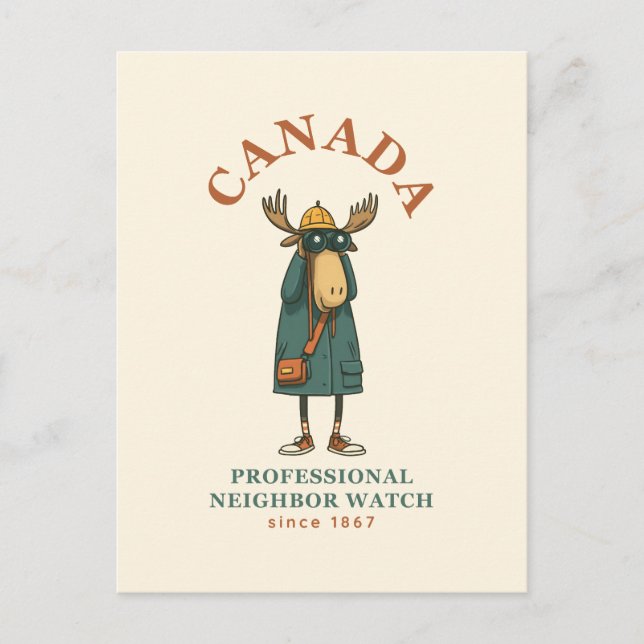 Canada Moose Neighbour Watch Postkarte (Vorderseite)