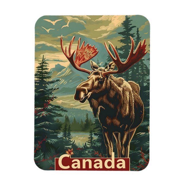Canada Moose Vintag Magnet (Vertikal)
