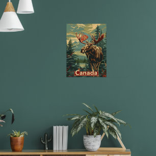 Canada Moose Vintag Poster