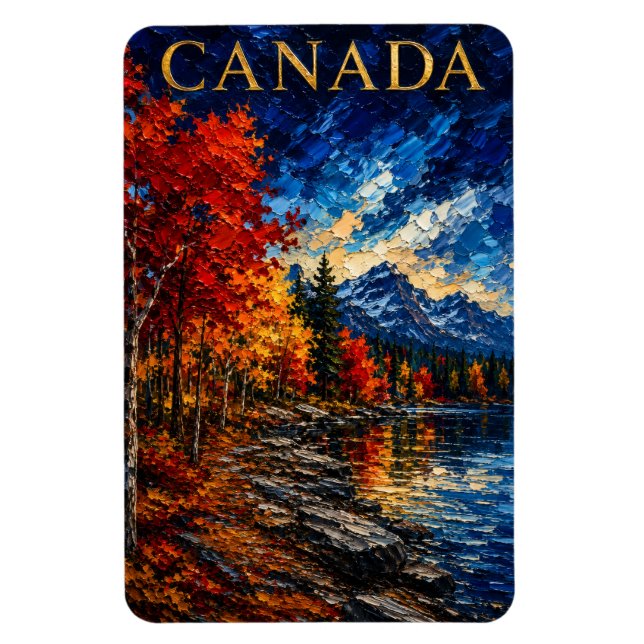 Canada Mountain Lake Art Souvenier Magnet (Vertikal)