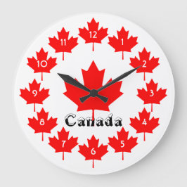 Canada Red Maple Leaf Fun Classic Kitsch Souvenir Große Wanduhr
