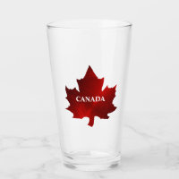 CANADA Red Maple Leaf Glass Cup