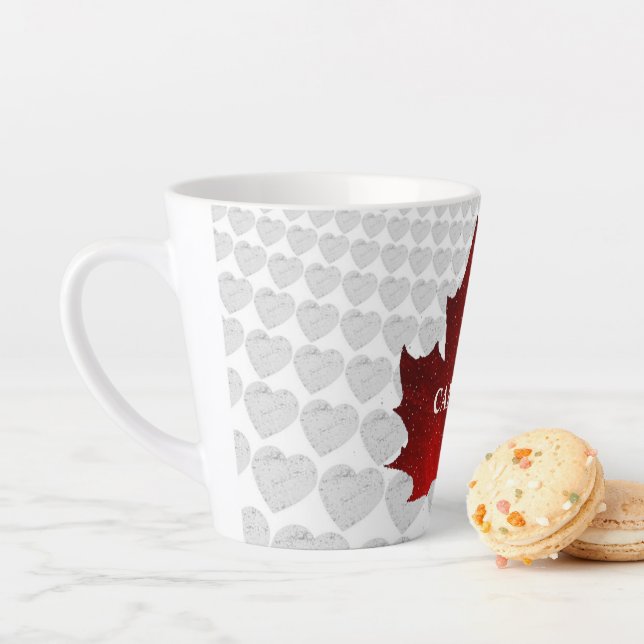 CANADA Red Maple Leaf White Hearts Milchtasse (Beispiel)