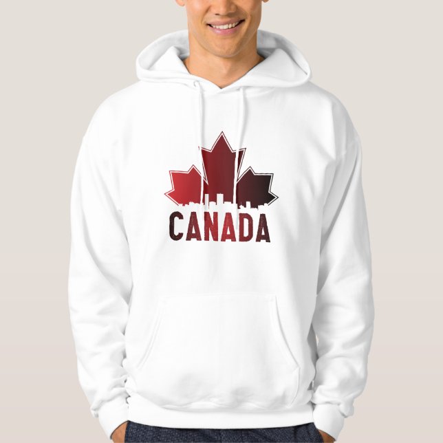 Canada Skyline Gradient Maple Leaf Patriotic Hoodie (Vorderseite)