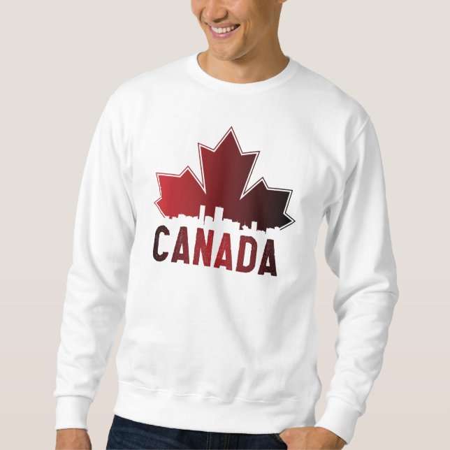 Canada Skyline Gradient Maple Leaf Patriotic Sweatshirt (Vorderseite)