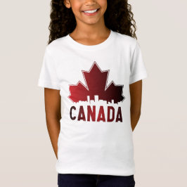 Canada Skyline Gradient Maple Leaf Patriotic T-Shirt