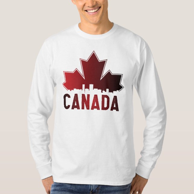 Canada Skyline Gradient Maple Leaf Patriotic T-Shirt (Vorderseite)