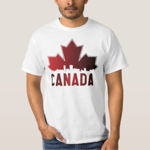 Canada Skyline Gradient Maple Leaf Patriotic T-Shirt