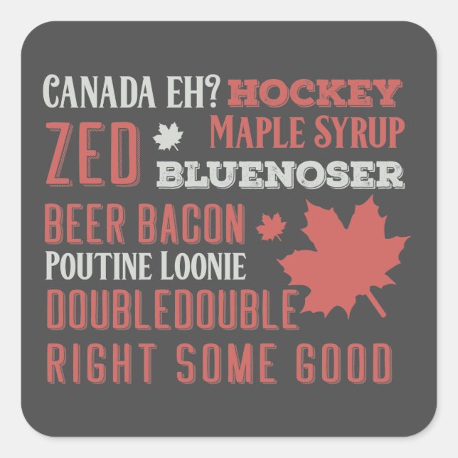 Canada Slang Subway Art Quadratischer Aufkleber (Vorderseite)