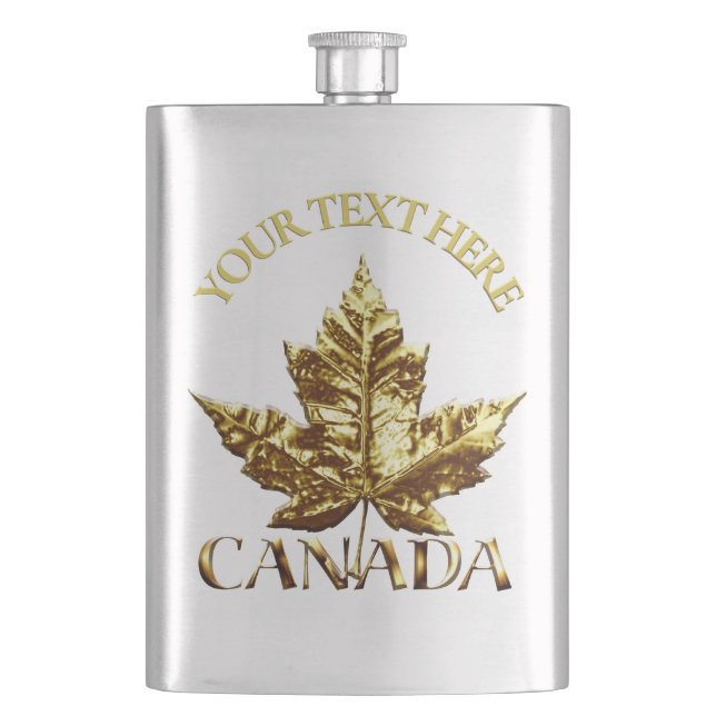 Canada Souvenir Flask Custom Gold Canada Flask Flachmann (Vorderseite)