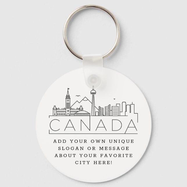 Canada Stylized Skyline Custom Slogan Schlüsselanh Schlüsselanhänger (Vorderseite)